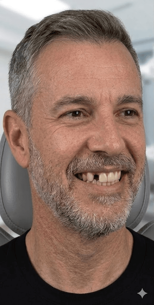 Sorriso antes do tratamento de implante